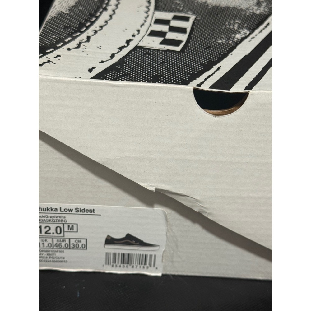 Vans Chukka Low Sidest Black Gray White Skate Shoes VN0A5KQZ9BG Mens 12.0